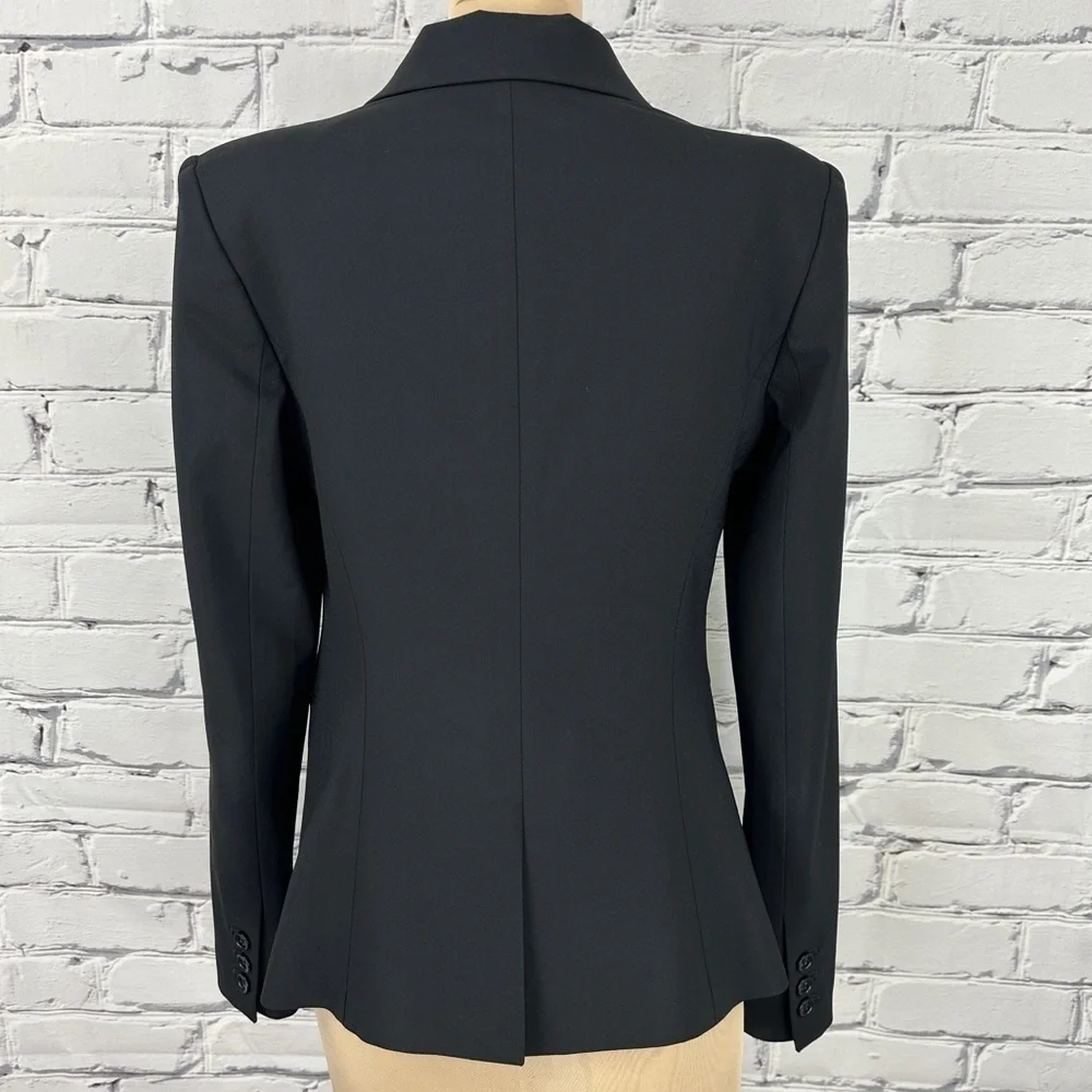 Theory Women’s Virgin Wool Nicholle 2 Sevona Black 2 Button Blazer Size 4 Career